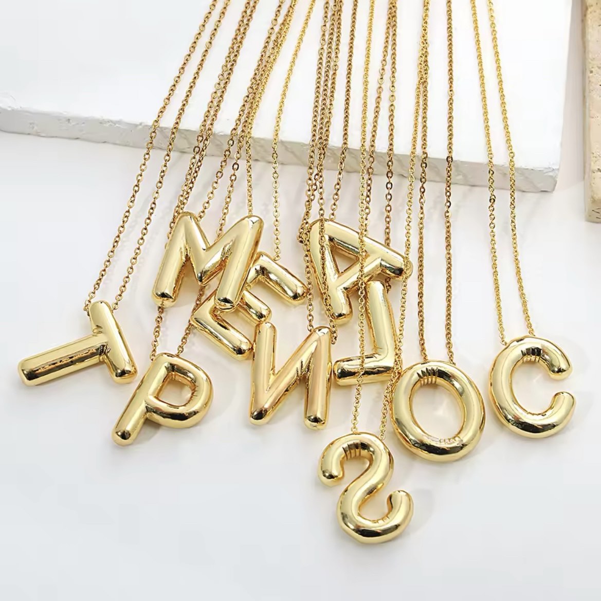 Ατσάλινο Κολιέ Με Μονόγραμμα - Bubble Letter Necklace