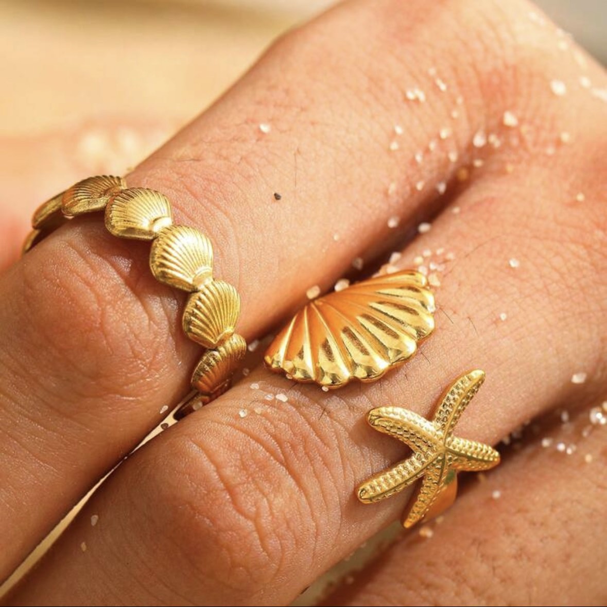 Γυναικείο Ατσάλινο Δαχτυλίδι - Seashell Ring( χρυσό, ασημί)