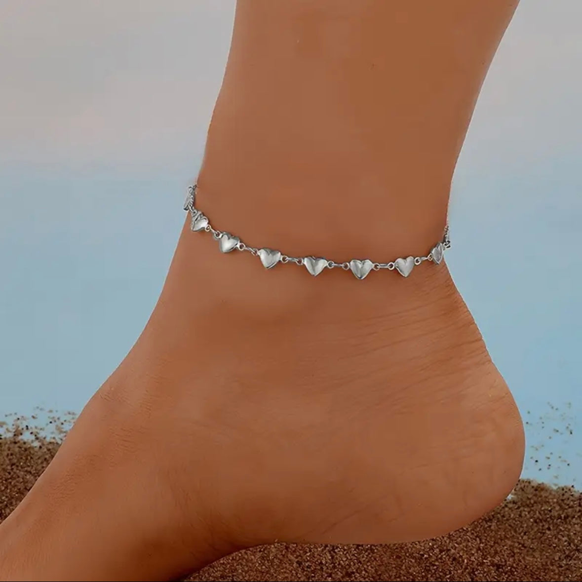 Ατσάλινη Αλυσίδα Ποδιού - Hearty Chain Anklet (χρυσό, ασημί)