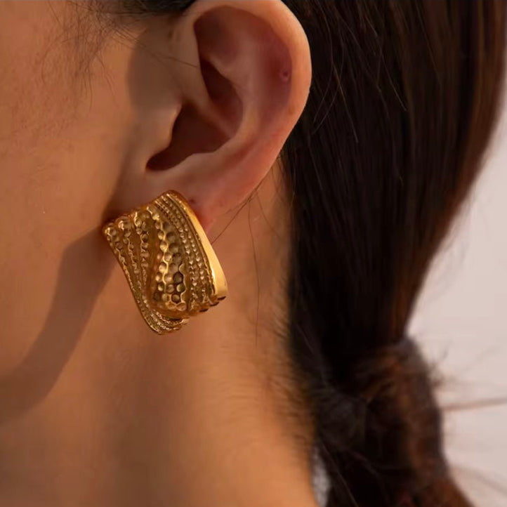 Γυναικεία Ατσάλινα Σκουλαρίκια - Muzhi Earrings ( χρυσό, ασημί)