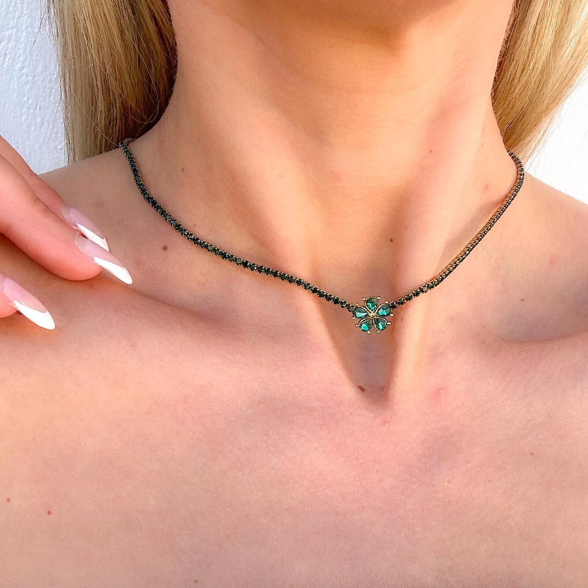 Ατσάλινο Κολιέ Ριβιέρα Με Ζιργκόν - Beder Necklace( και χρώματα)