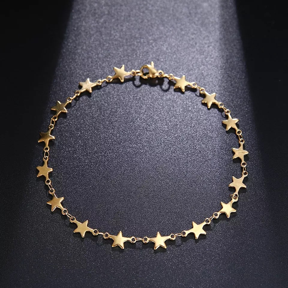 Ατσάλινο Βραχιόλι Με Αστέρια - Starry Chain Bracelet Gold