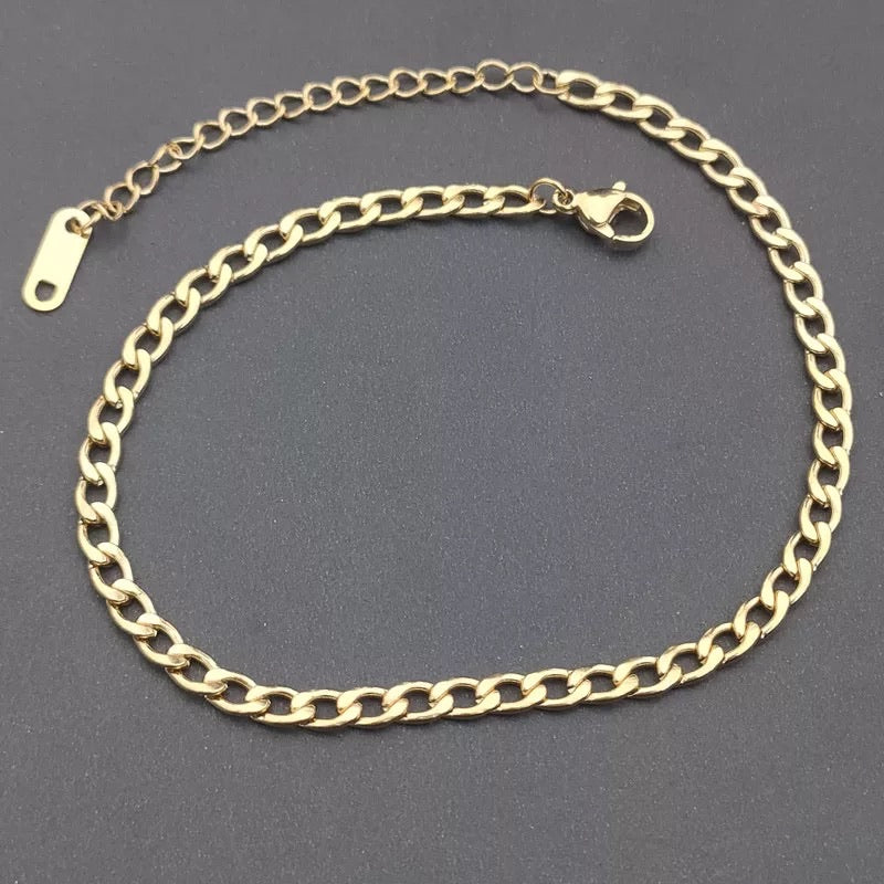 Ατσάλινη Aλυσίδα Ποδιού - Cuban Anklet (χρυσό, ασημί)