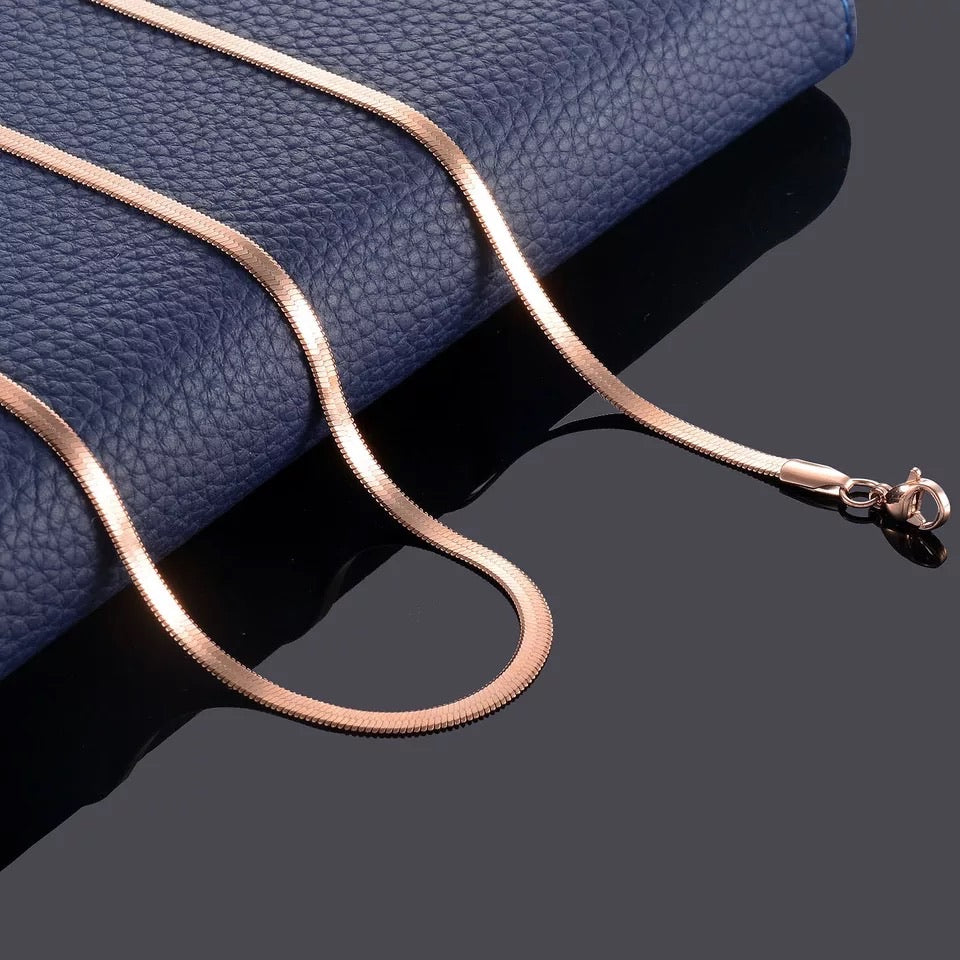 Ατσάλινη Αλυσίδα Λαιμού Φίδι - Snake Necklace 45cm ( ασημί,χρυσό,ροζ χρυσό )