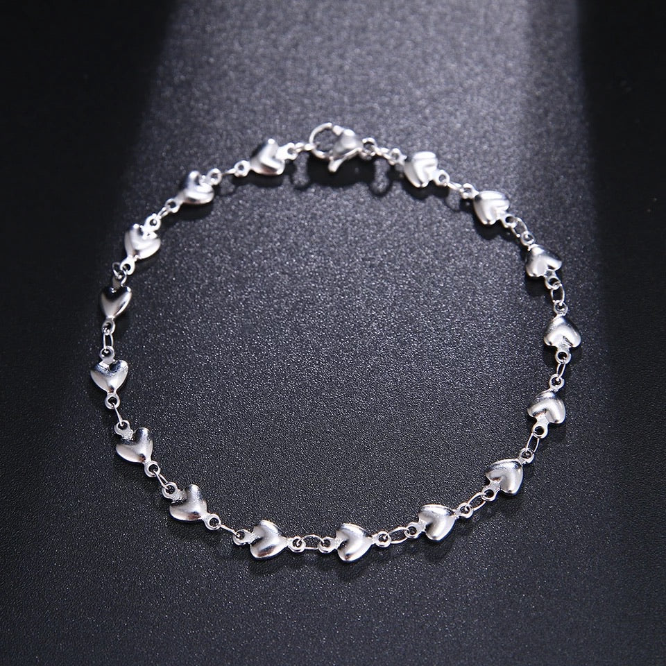 Ατσάλινο Βραχιόλι Με Καρδιές - Hearty Chain Bracelet (χρυσό, ασημί)