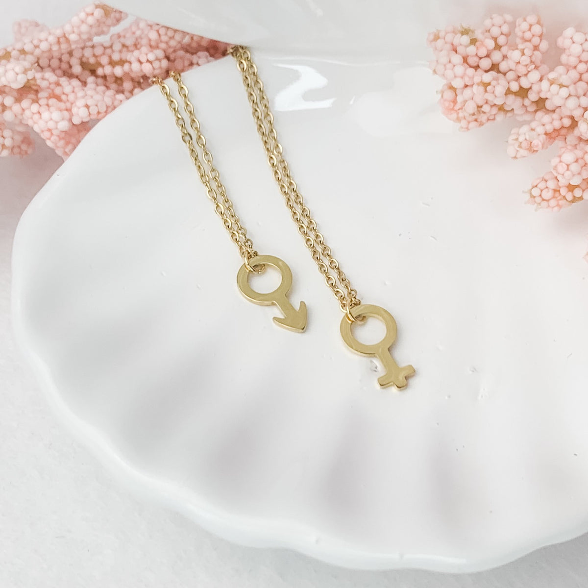 Σετ κολιέ για ζευγάρια - Male Female Set (χρυσό, ασημί)
