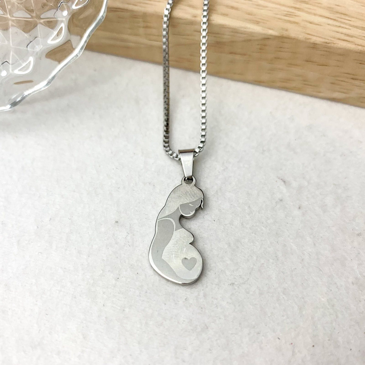 Γυναικείο Ατσάλινο Κολιέ - Pregnant Mama Necklace (χρυσό, ασημί)