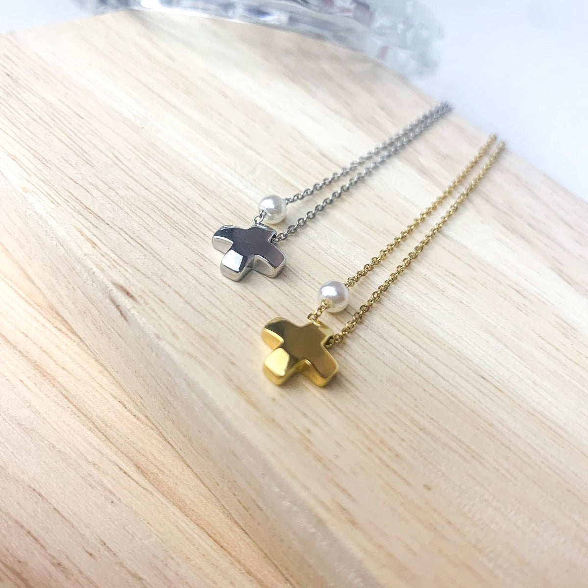 Ατσάλινο Κολιέ Με Σταυρό - Bogo Necklace (χρυσό, ασημί)