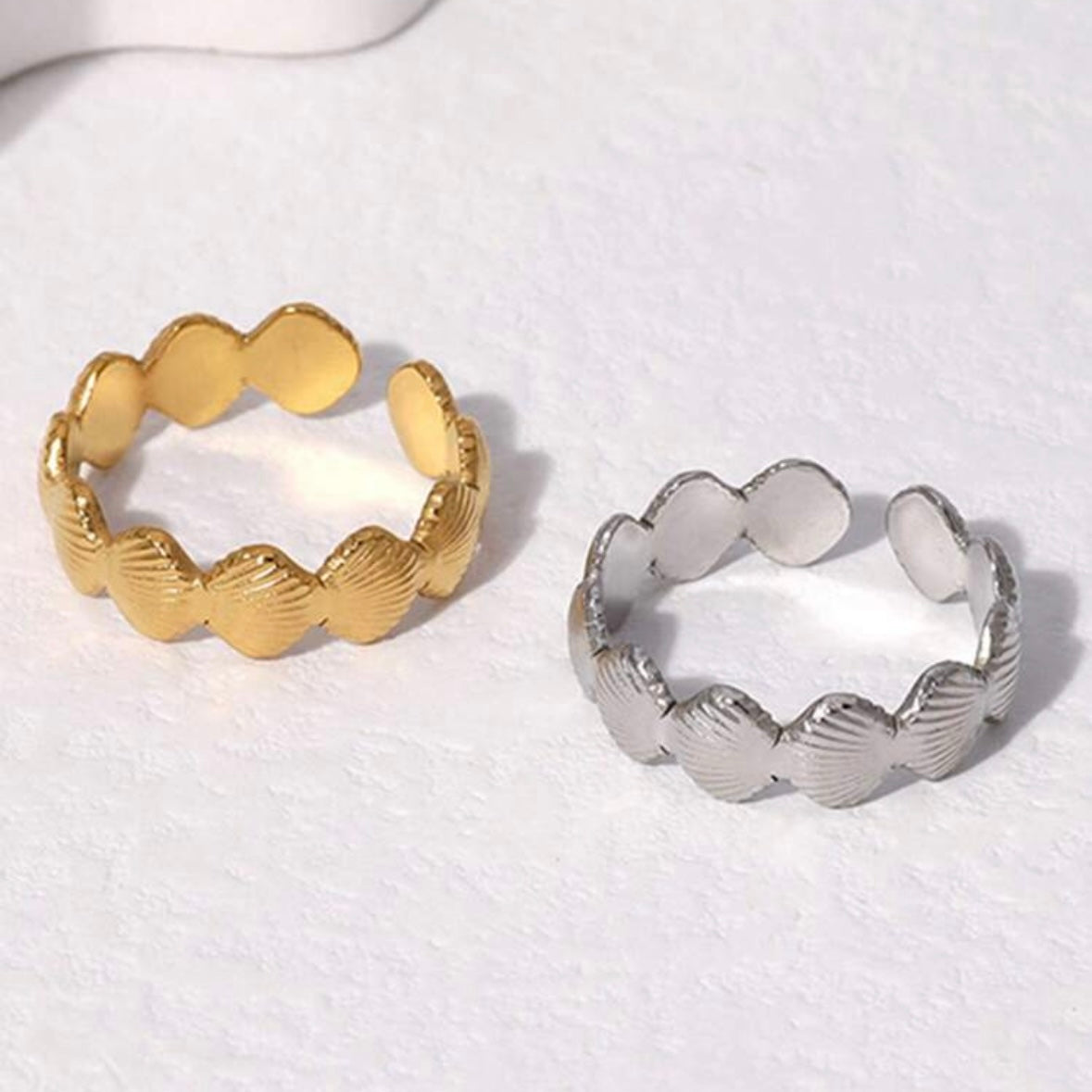 Γυναικείο Ατσάλινο Δαχτυλίδι -  Seashell Ring( χρυσό, ασημί)