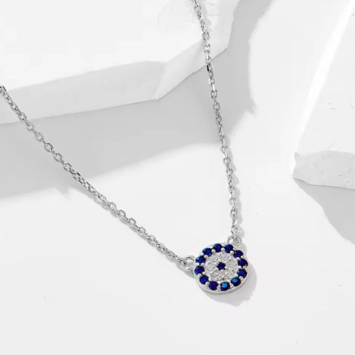 Γυναικείο Ατσάλινο Κολιέ - Strass Blue Eye Necklace (χρυσό, ασημί)