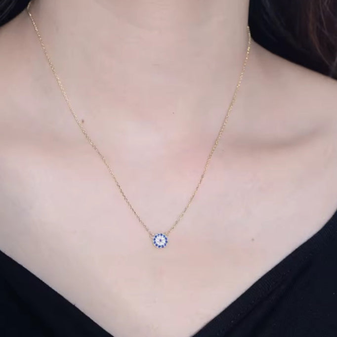 Γυναικείο Ατσάλινο Κολιέ - Strass Blue Eye Necklace (χρυσό, ασημί)