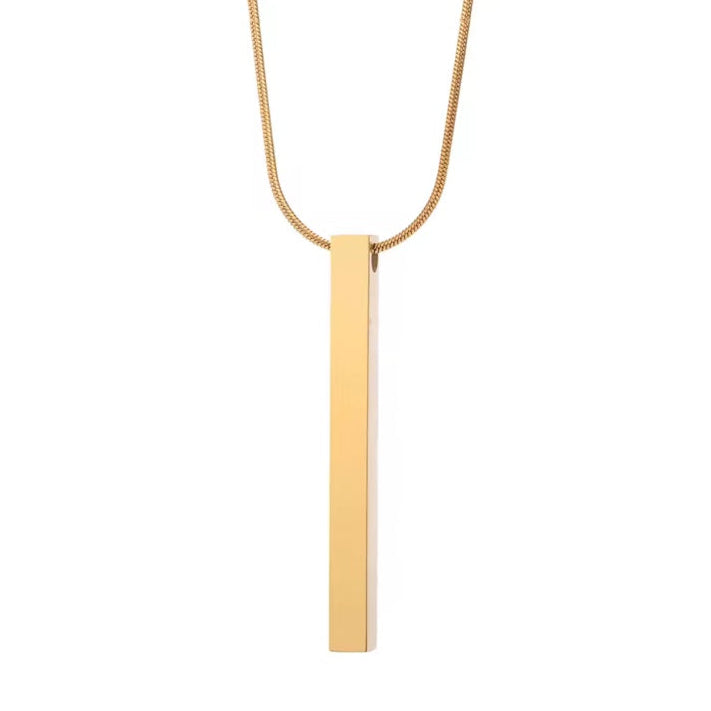 Ατσάλινο Κολιέ Με Μπάρα Χάραξης  - Square Bar Pendant (χρυσό, ασημί)