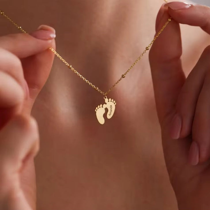 Ατσάλινο Κολιέ Πατουσάκια Μωρού - Little Paws Necklace (χρυσό, ασημί)