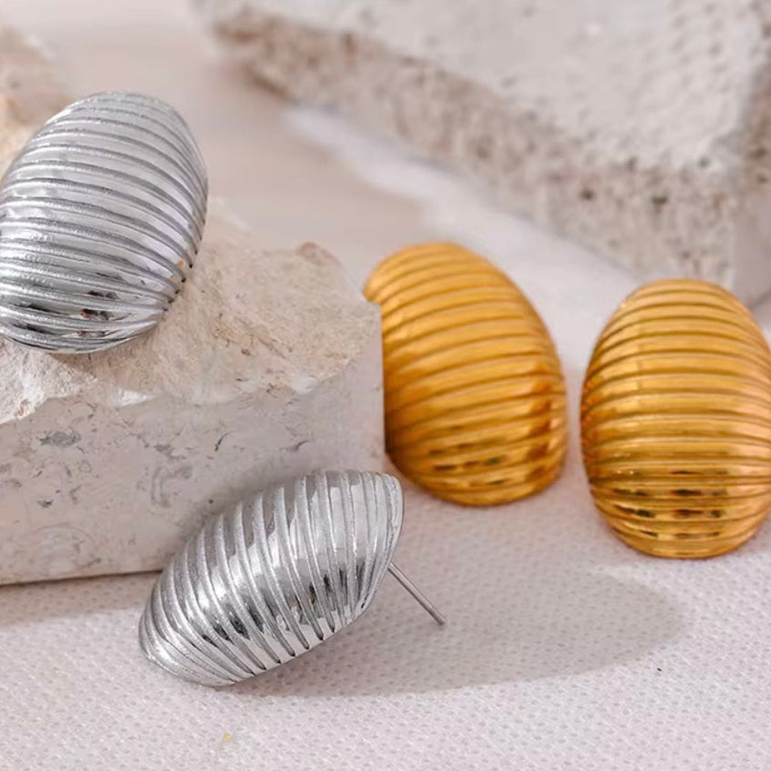 Γυναικεία Ατσάλινα Σκουλαρίκια - Linfen Earrings χρυσό, ασημί)