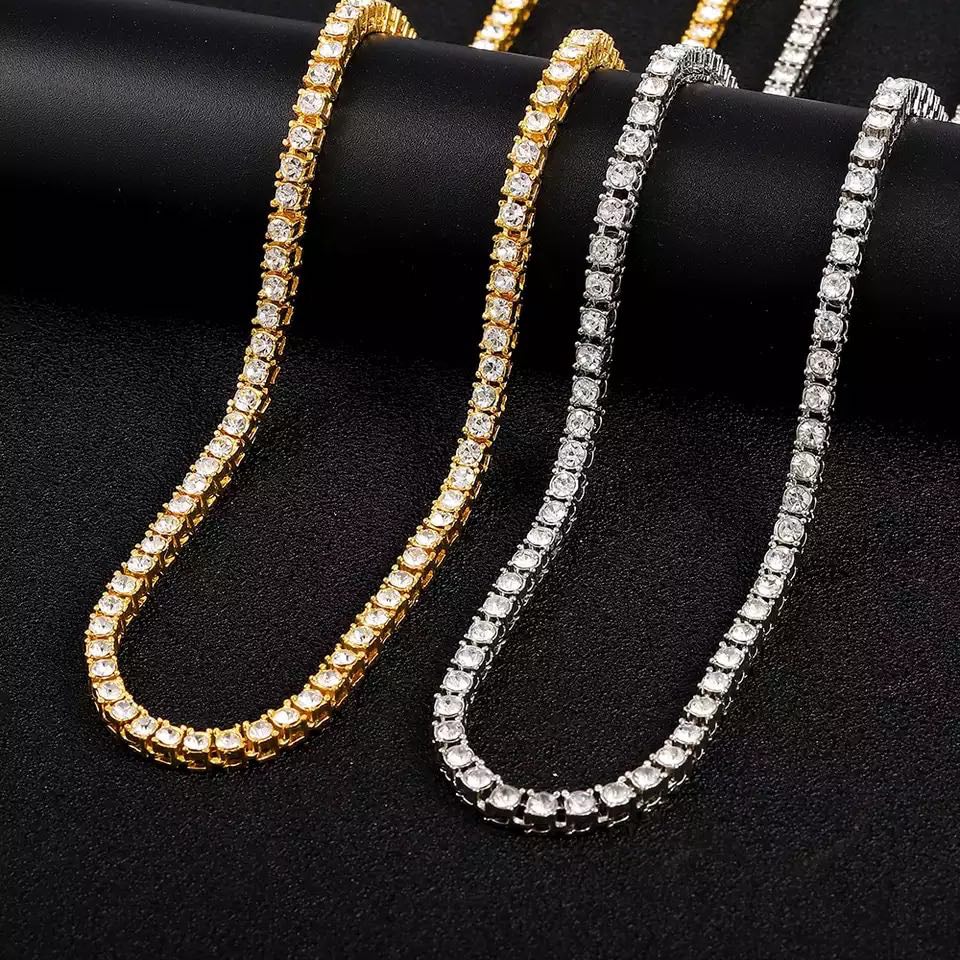 Ατσάλινο Κολιέ Ριβιέρα Με Ζιργκόν - Tennis Chain ( χρυσό, ασημί )
