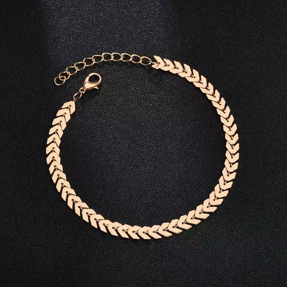 Ατσάλινη Αλυσίδα Ποδιού - Arrow Anklet ( χρυσό, ασημί)