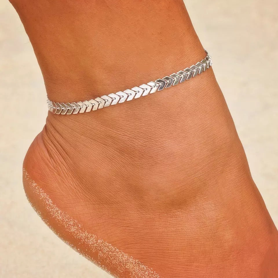 Ατσάλινη Αλυσίδα Ποδιού - Arrow Anklet ( χρυσό, ασημί)