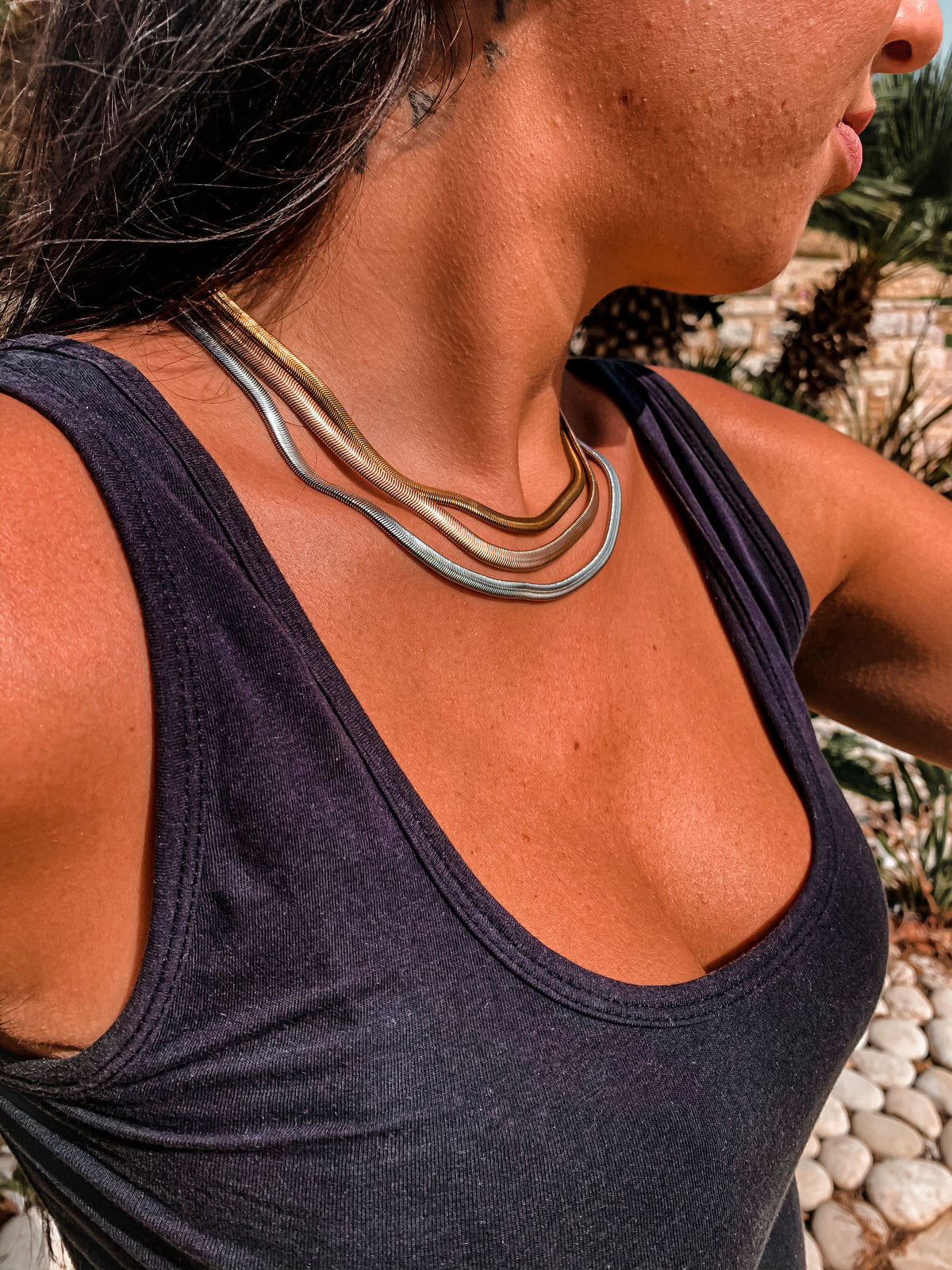 Ατσάλινη Αλυσίδα Λαιμού Φίδι - Snake Flat 45cm (χρυσό, ασημί, ροζ χρυσό )