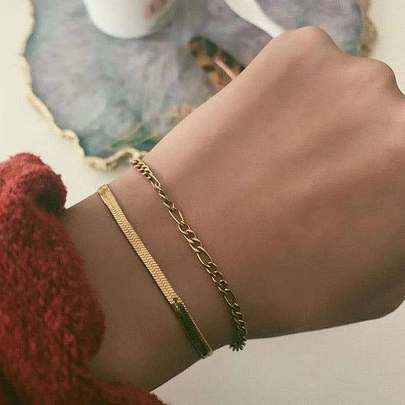 Ατσάλινο Σετ Βραχιόλια - 411 Bracelet Set (χρυσό, ασημί)
