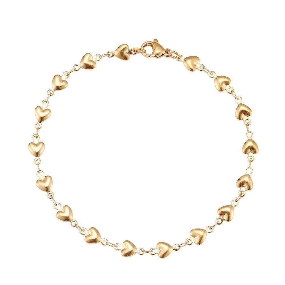 Ατσάλινο Βραχιόλι Με Καρδιές - Hearty Chain Bracelet (χρυσό, ασημί)