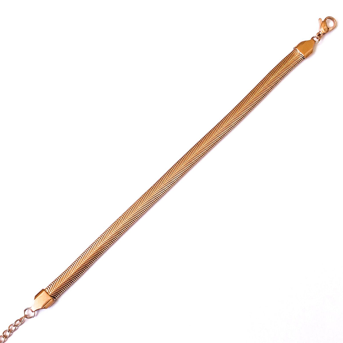 Ατσάλινη Αλυσίδα Χεριού - Snake Flat Bracelet (ασημί, χρυσό, ροζ χρυσό)