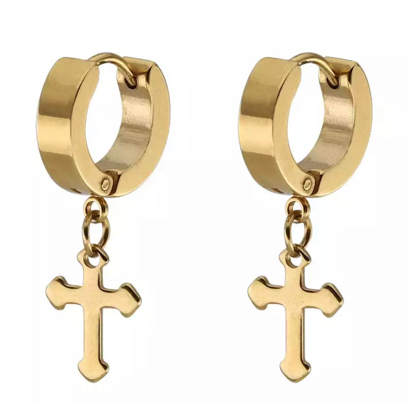 Ατσάλινα Σκουλαρίκια κρίκοι (Unisex ) - Hoops 48 (χρυσό, ασημί, μαύρο )