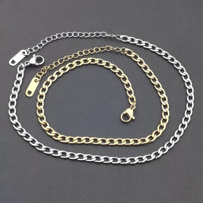 Ατσάλινη Aλυσίδα Ποδιού - Cuban Anklet (χρυσό, ασημί)