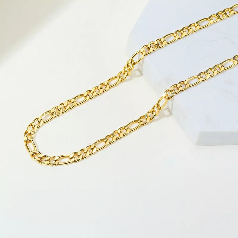 Ατσάλινη Αλυσίδα Λαιμού (Unisex ) - Figaro Chain (χρυσό-ασημί)