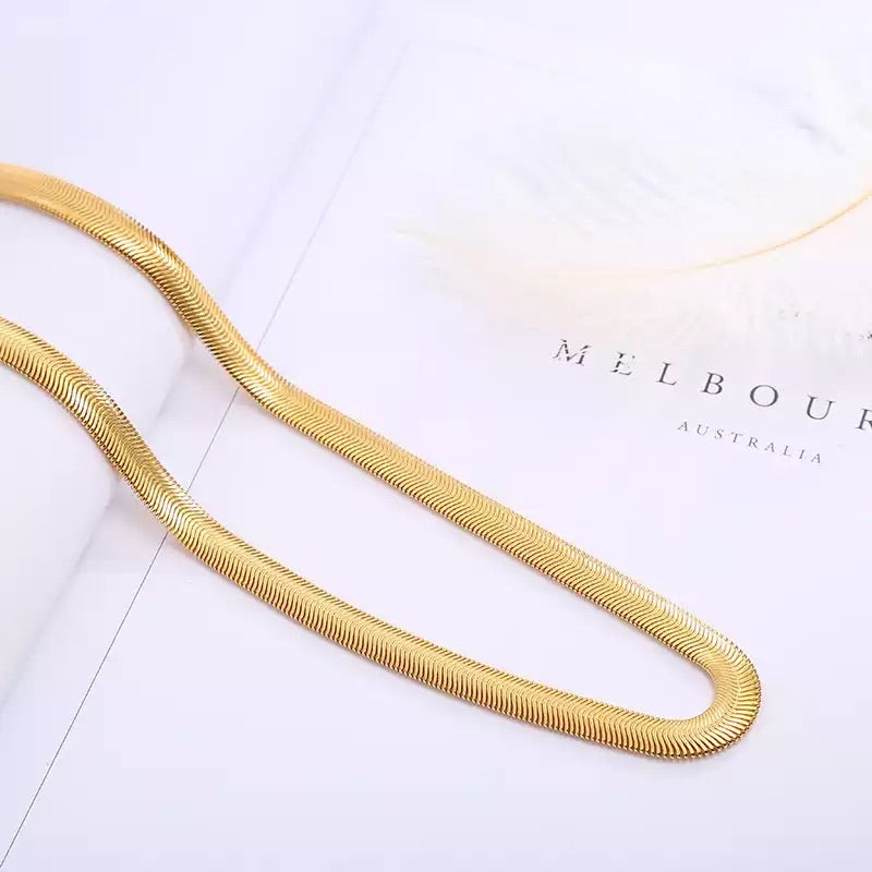 Ατσάλινη Αλυσίδα Λαιμού Φίδι - Snake Flat 45cm (χρυσό, ασημί, ροζ χρυσό )