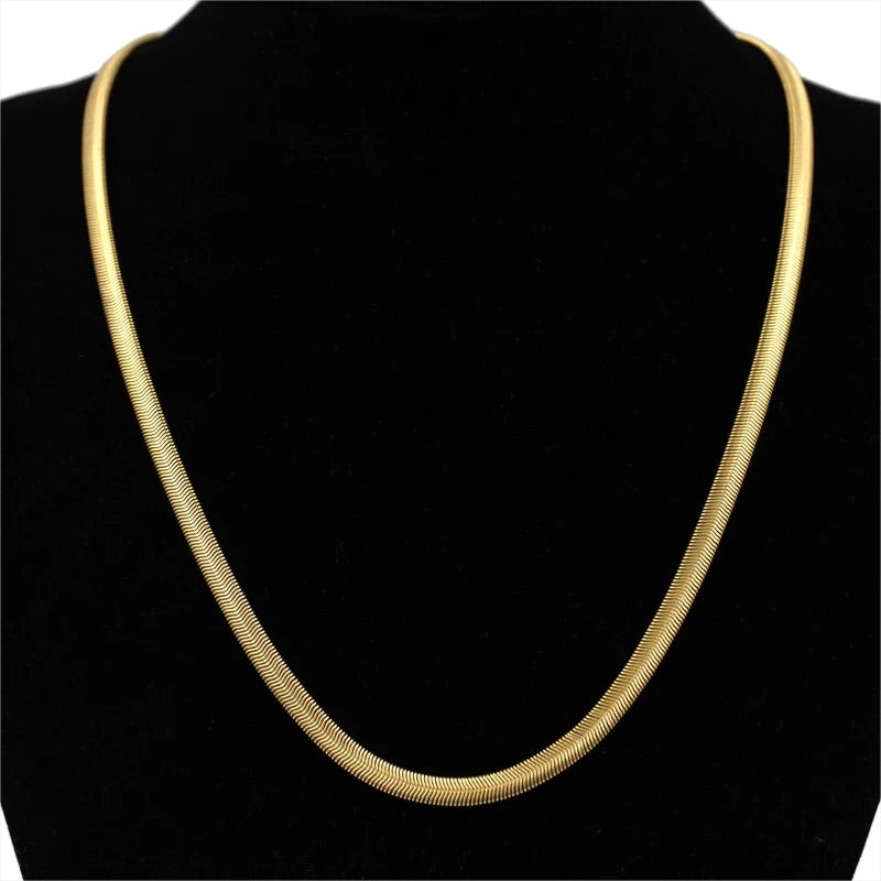 Ατσάλινη Αλυσίδα Λαιμού Φίδι - Snake Flat 45cm (χρυσό, ασημί, ροζ χρυσό )