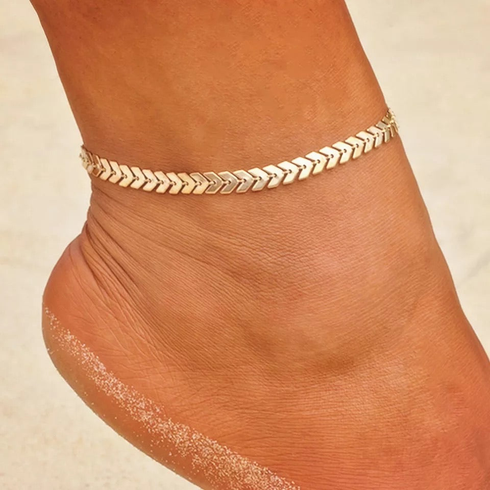 Ατσάλινη Αλυσίδα Ποδιού - Arrow Anklet ( χρυσό, ασημί)
