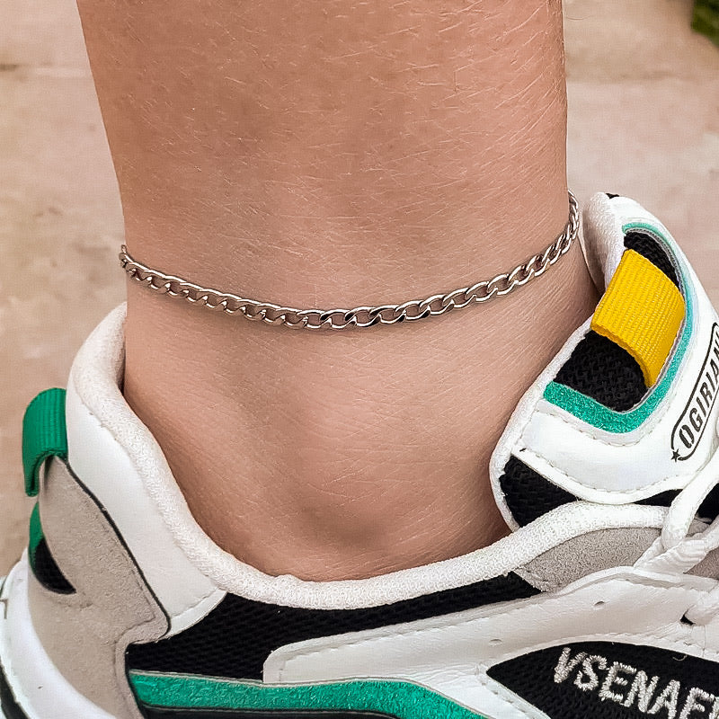 Ατσάλινη Aλυσίδα Ποδιού - Cuban Anklet (χρυσό, ασημί)