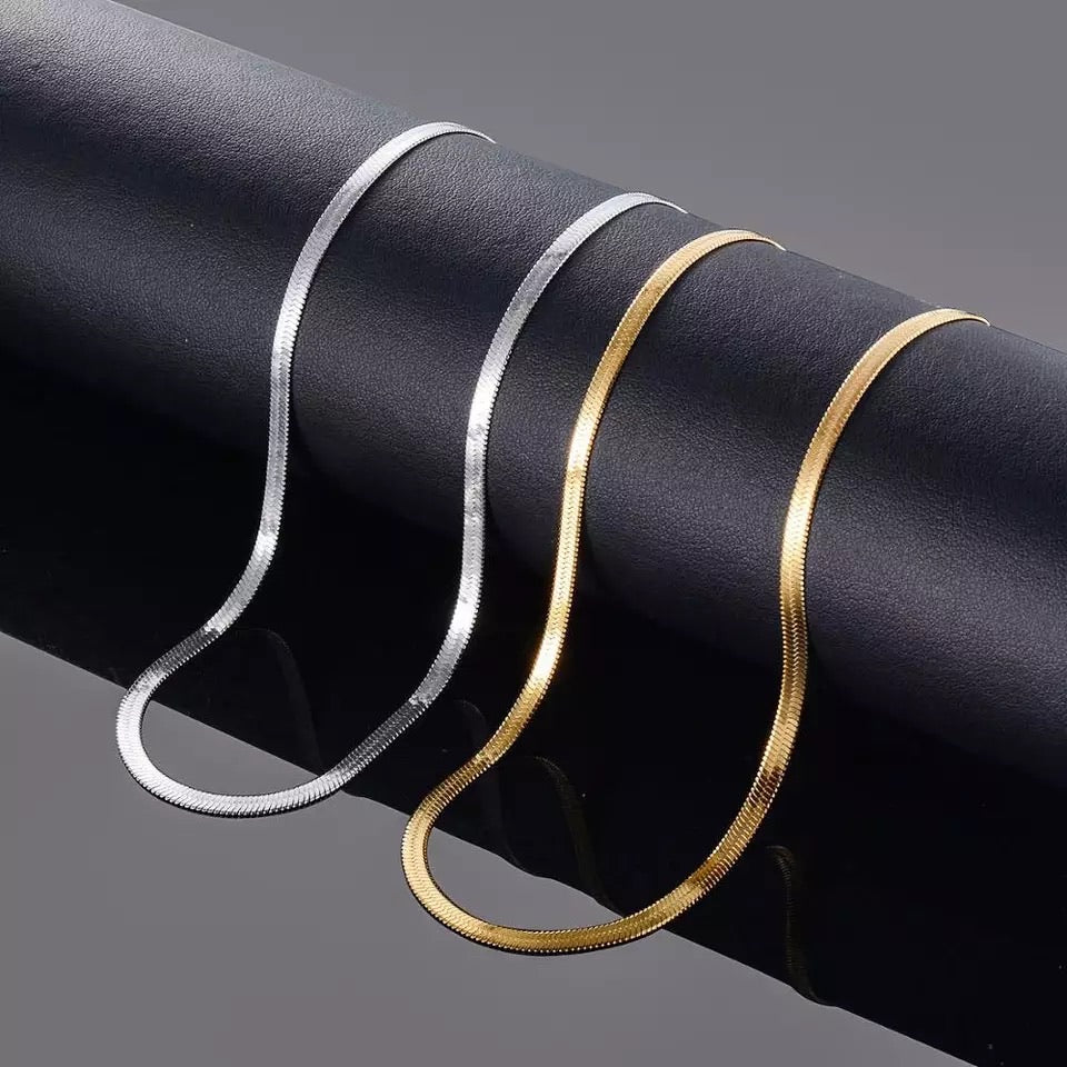 Ατσάλινη Αλυσίδα Λαιμού Φίδι - Snake Necklace 45cm ( ασημί,χρυσό,ροζ χρυσό )