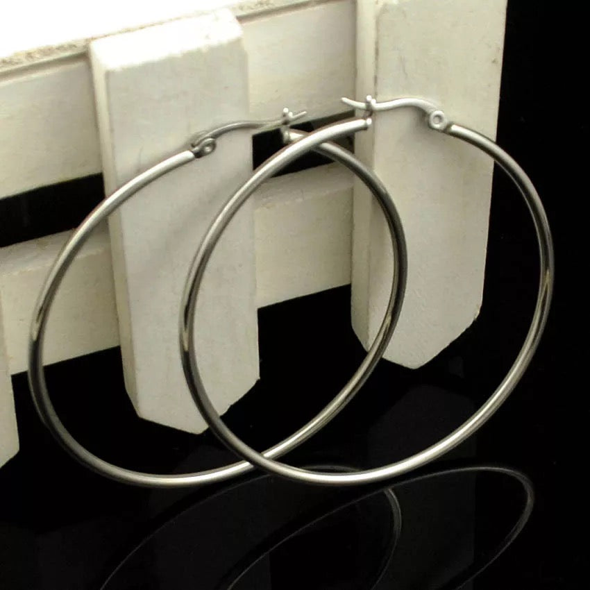 Ατσάλινα Σκουλαρίκια  Κρίκοι  - Hoops 75 mm( και χρώματα)