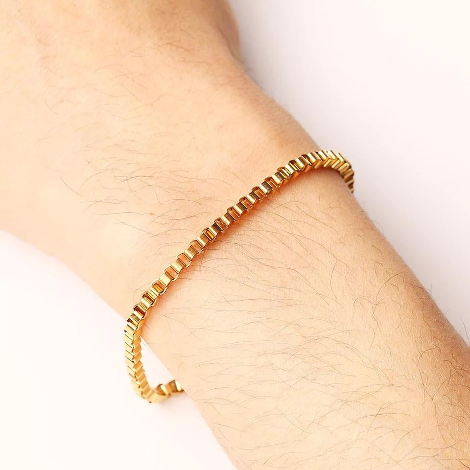 Ατσάλινο Βραχιόλι (unisex) - Square Buckle Bracelet (χρυσό, ασημί)