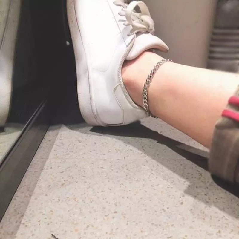 Ατσάλινη Αλυσίδα Ποδιού - Chunky Chain Anklet (χρυσό, ασημί)