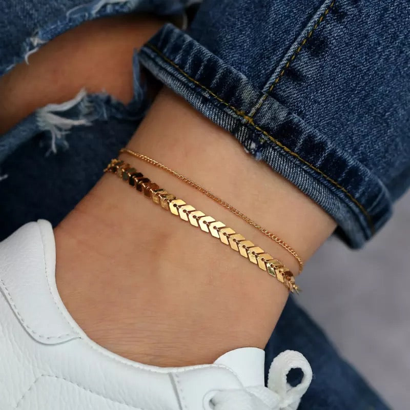 Ατσάλινη Αλυσίδα Ποδιού - The Anklet Set 3 ( χρυσό, ασημί)