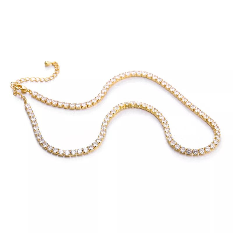 Ατσάλινο Κολιέ Ριβιέρα Με Ζιργκόν - Tennis Chain ( χρυσό, ασημί )