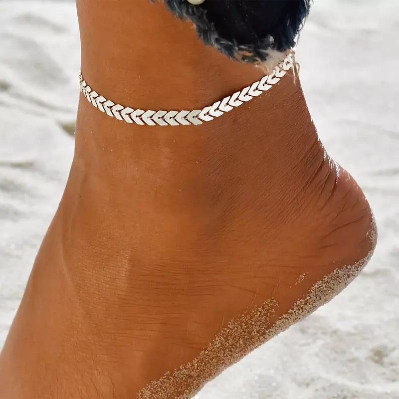 Ατσάλινη Αλυσίδα Ποδιού - Arrow Anklet ( χρυσό, ασημί)