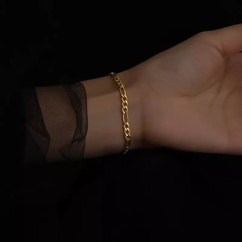 Ατσάλινο Βραχιόλι - Cana Chain Bracelet 0.4cm Πλάτος (ασημί, χρυσό)