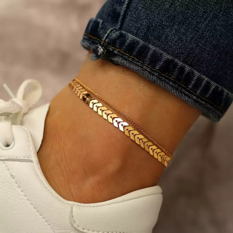 Ατσάλινη Αλυσίδα Ποδιού - The Anklet Set 3 ( χρυσό, ασημί)