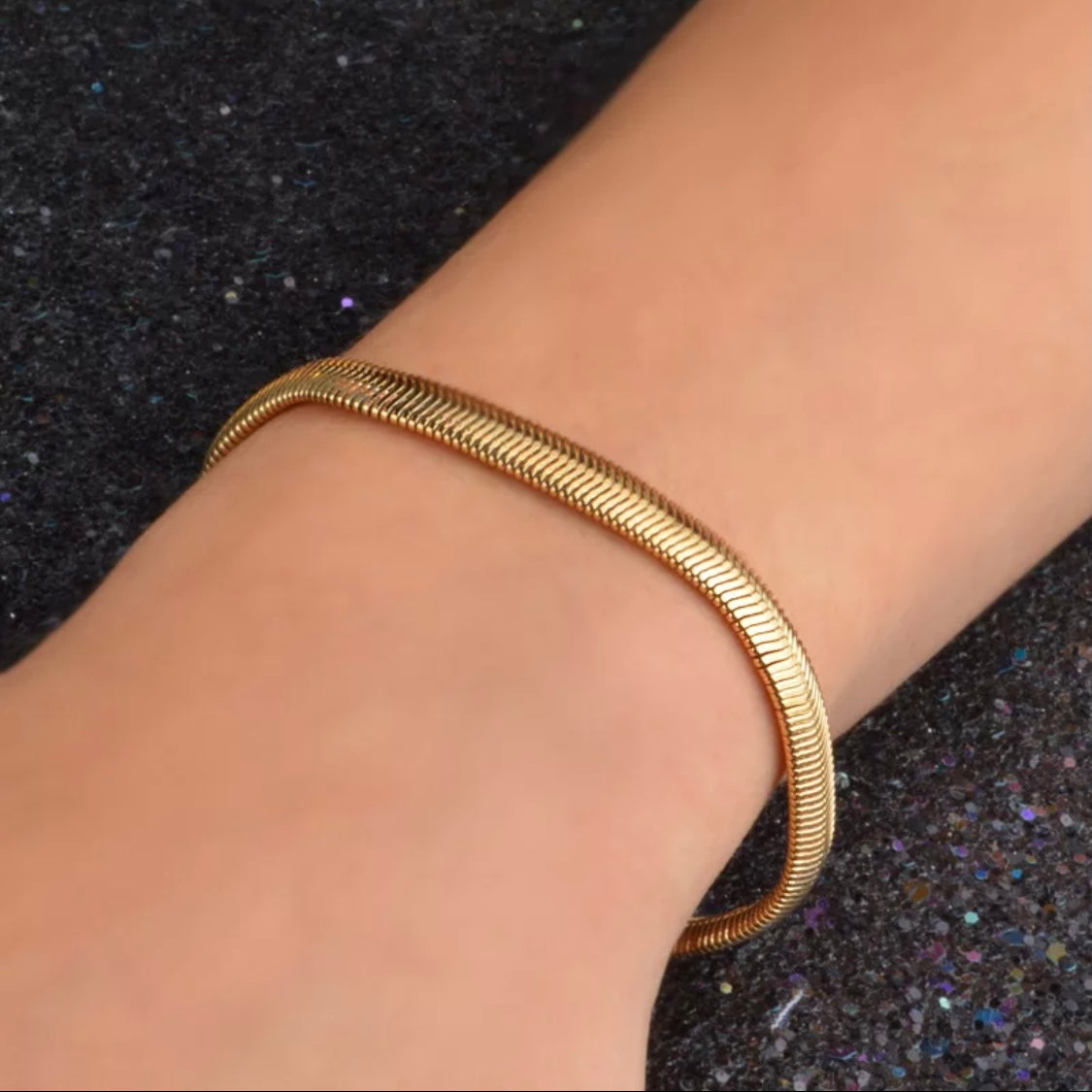 Ατσάλινη Αλυσίδα Χεριού - Snake Flat Bracelet (ασημί, χρυσό, ροζ χρυσό)