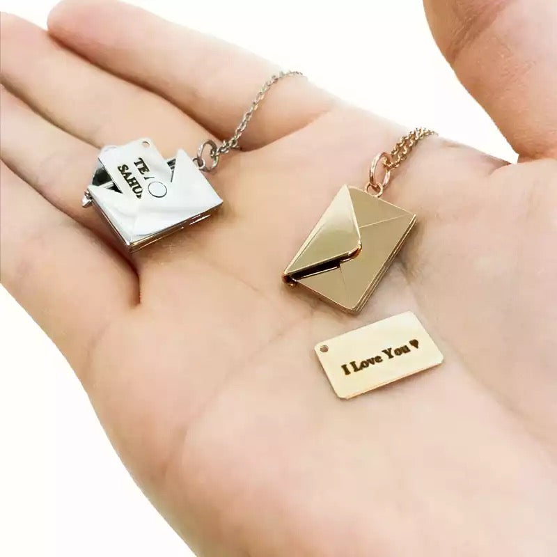 Ατσάλινο Κολιέ Φάκελος Αγάπης - Love Letter Necklace(χρυσό, ασημί)