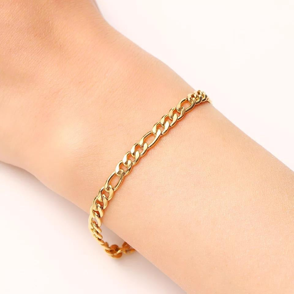 Ατσάλινο Βραχιόλι - Cana Chain Bracelet 0.4cm Πλάτος (ασημί, χρυσό)
