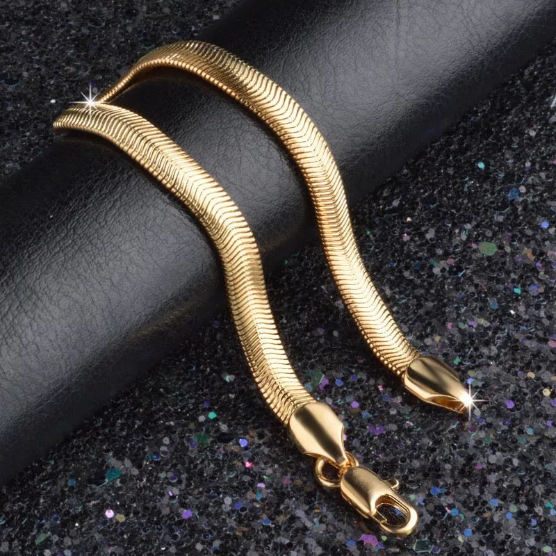 Ατσάλινη Αλυσίδα Χεριού - Snake Flat Bracelet (ασημί, χρυσό, ροζ χρυσό)